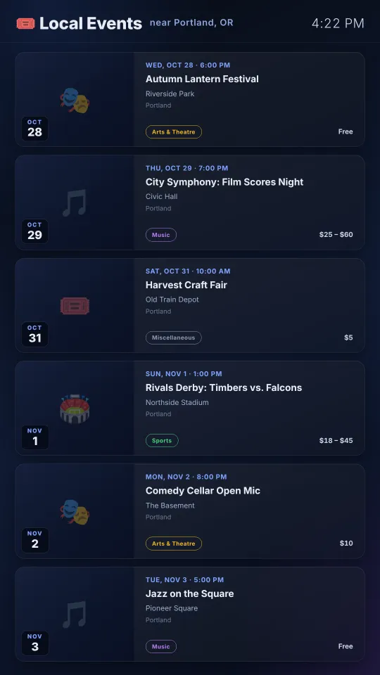 The Local Events theme